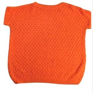 Orange Plus Size Crochet Knit Round Neck Pullover Sweater 3X